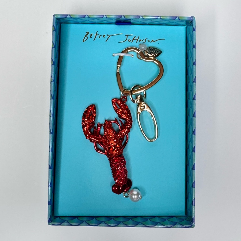 NWT Betsy Johnson Crystal Lobster Key Fob Bag Charm